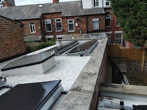 Flat roof solar panel mounting rails and framework preparation